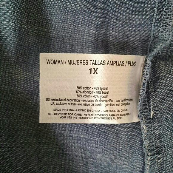 Vintage America Blues Chambray Shift Dress Blue 1X - Picture 5 of 6